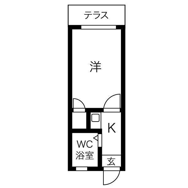 ルミエール高畑(1K/1階)の間取り写真