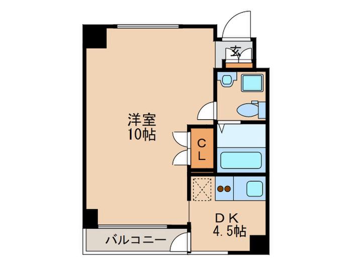 KDXレジデンス西新(1DK/3階)の間取り写真