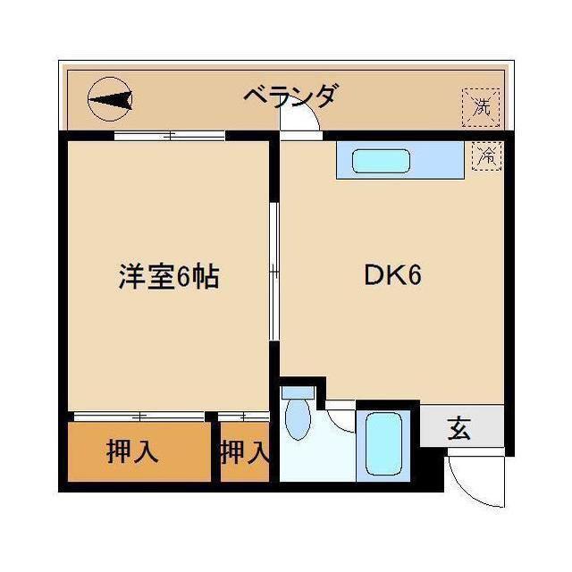 コスモスマンション(1DK/4階)の間取り写真