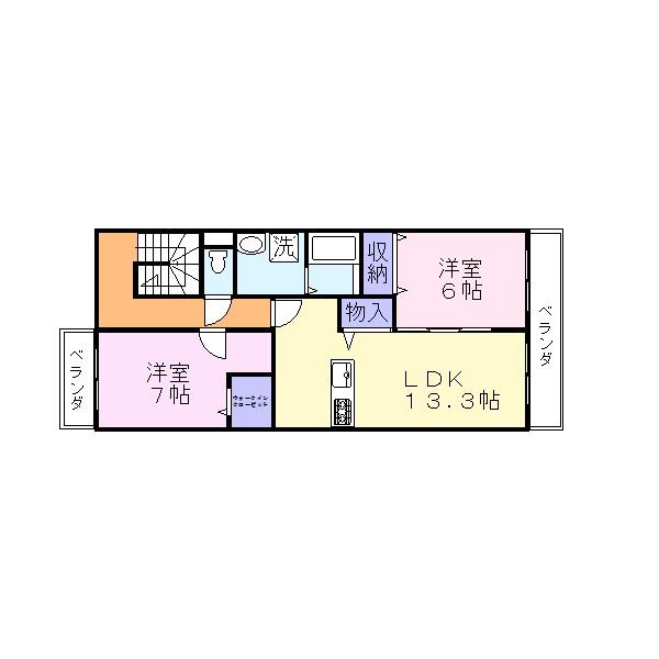 ヴェールメゾン(2LDK/2階)の間取り写真