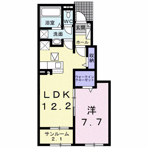 ヴィア ラッテァ(1LDK/1階)の間取り写真