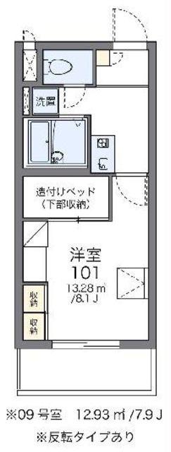 レオパレスヴィルヌーブ川崎B(1K/1階)の間取り写真