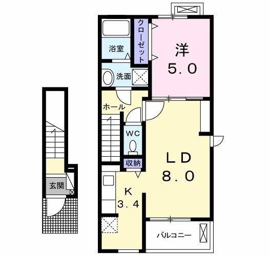 クレメント(1LDK/2階)の間取り写真