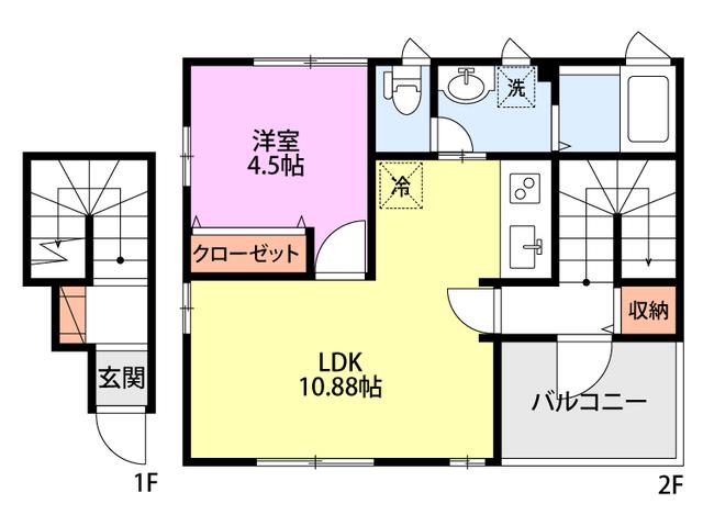 サンク・エトワール(1LDK/2階)の間取り写真