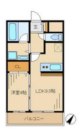 シャンティ エクレ(1LDK/2階)の間取り写真