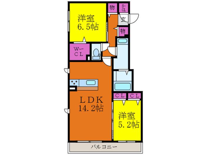 ガーデンヒル(2LDK/1階)の間取り写真