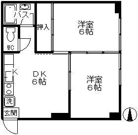 三豊ビル(2DK/4階)の間取り写真