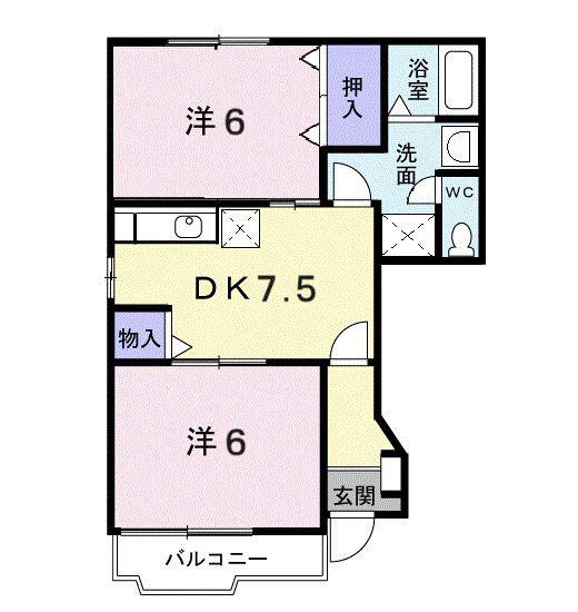 クレストール古谷(2DK/1階)の間取り写真