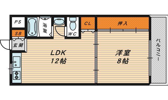桜宮ハイツ(1LDK/3階)の間取り写真