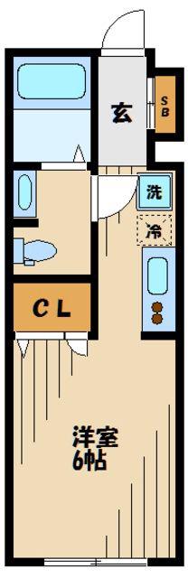 クレセール調布B(1K/1階)の間取り写真