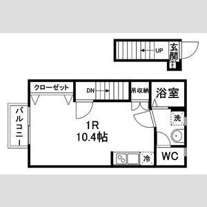 エミール連坊(ワンルーム/2階)の間取り写真