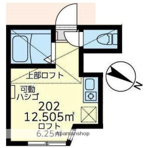 ユナイト中浜アンジェリーナ(ワンルーム/2階)の間取り写真