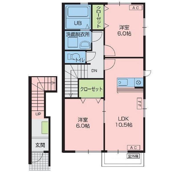 グランツB(2LDK/2階)の間取り写真