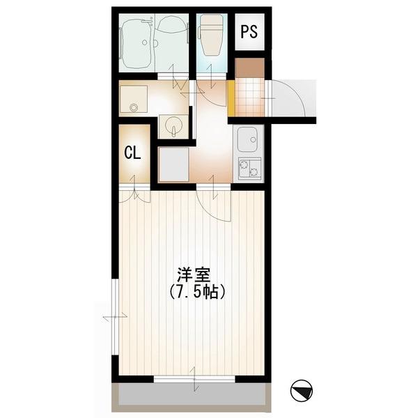クローバー八番館(1K/2階)の間取り写真
