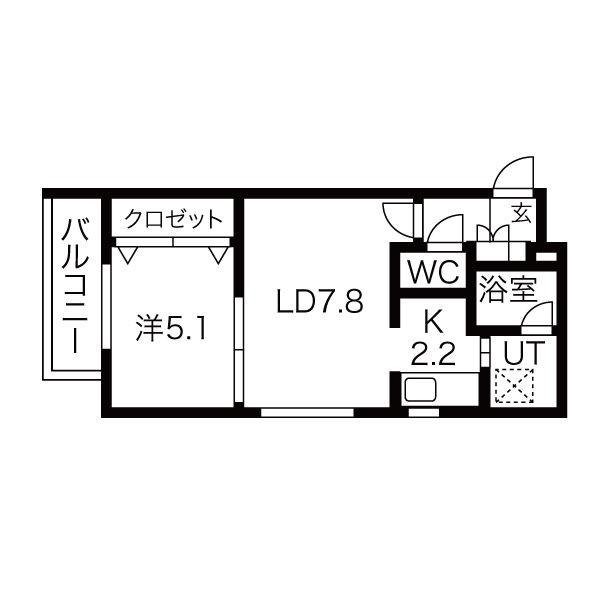 ヴェリテ円山神宮(1LDK/3階)の間取り写真