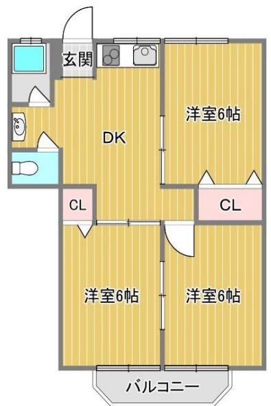 ベルク園田(3DK/2階)の間取り写真