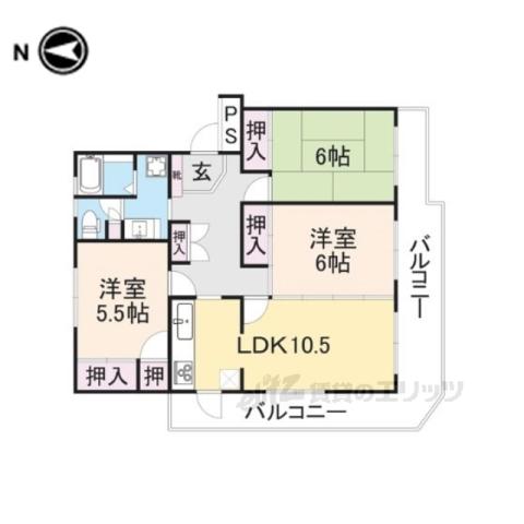 メゾンアール2(3LDK/4階)の間取り写真