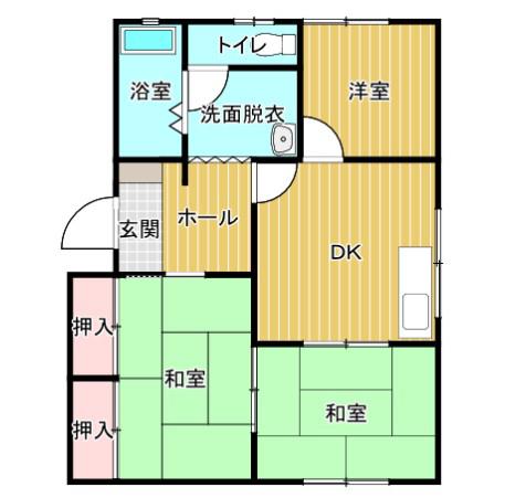 クレール巨勢1B棟(3DK/2階)の間取り写真