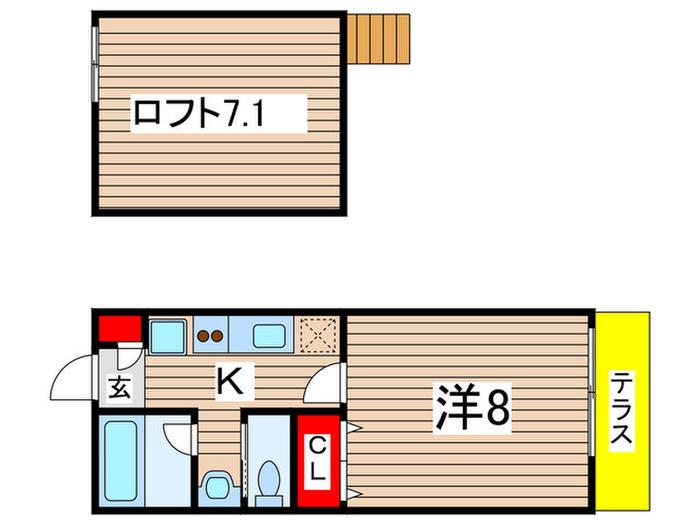 アール・ヴェール(1K/1階)の間取り写真
