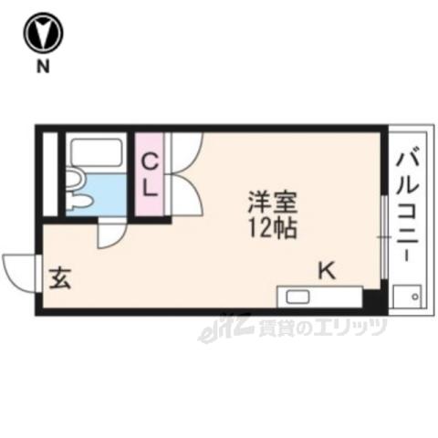 プレアール伏見深草Ⅱ(1K/1階)の間取り写真