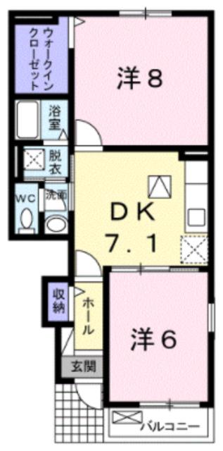 ネオコスモス(2DK/1階)の間取り写真