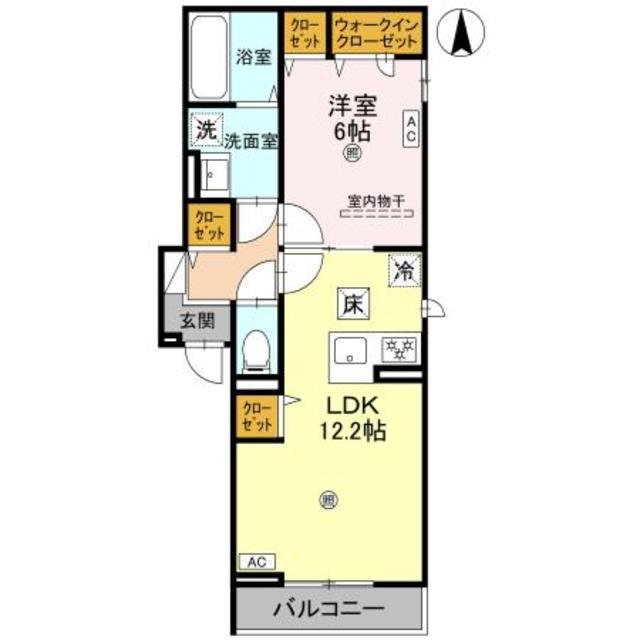 D-ROOM 光(1LDK/2階)の間取り写真