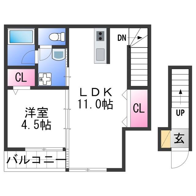 TJ紀三井寺(1LDK/2階)の間取り写真