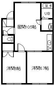 エポーレハイツ(2LDK/1階)の間取り写真