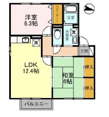 カサブランカ1 /1F(2LDK/1階)の間取り写真
