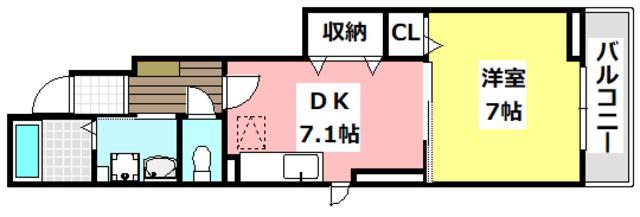 アルドール郡山(1DK/1階)の間取り写真