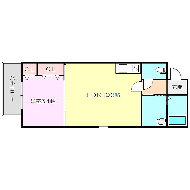 フジパレス豊里Ⅲ番館(1LDK/1階)の間取り写真