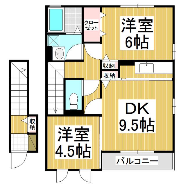 HEAVENLY PERS(2DK/2階)の間取り写真