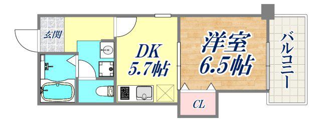 サンクラッソ湊川公園駅前(1DK/7階)の間取り写真