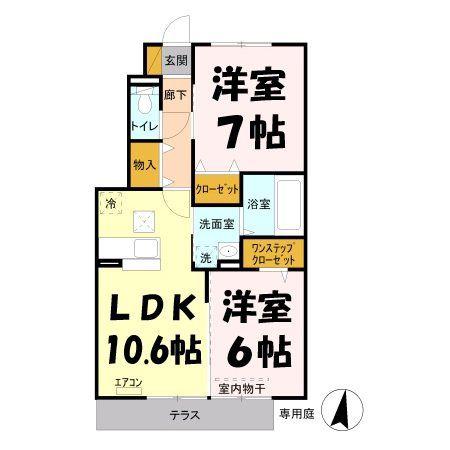 フューチャーブライト(2LDK/1階)の間取り写真