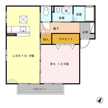 パストラル B(1LDK/1階)の間取り写真