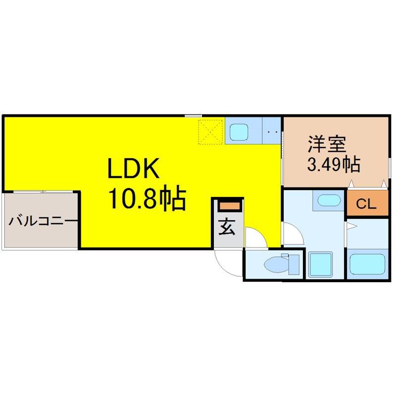 NEO港楽(1LDK/2階)の間取り写真