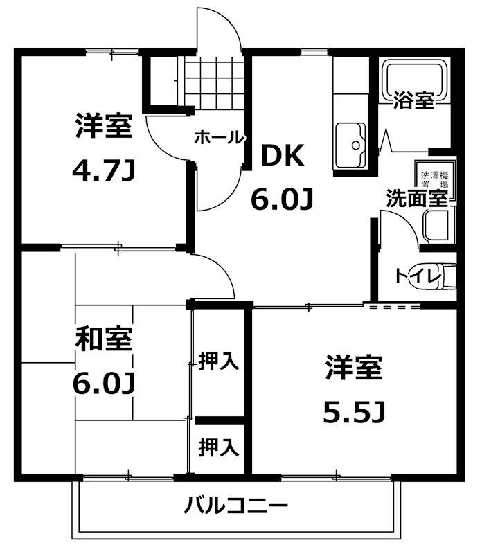 キャロットヒルズ(3DK/1階)の間取り写真