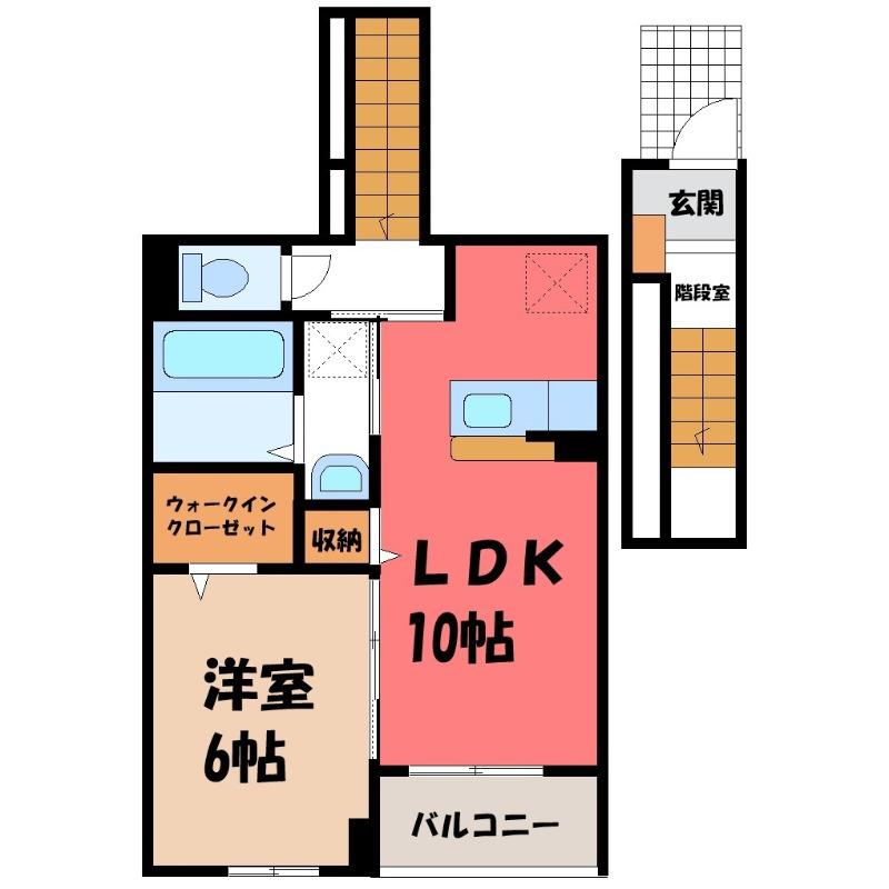 ウィステリア(1LDK/2階)の間取り写真