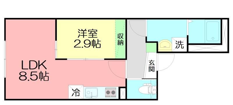 小田急江ノ島線 藤沢本町駅 徒歩6分 3階建 築3年(1LDK/1階)の間取り写真