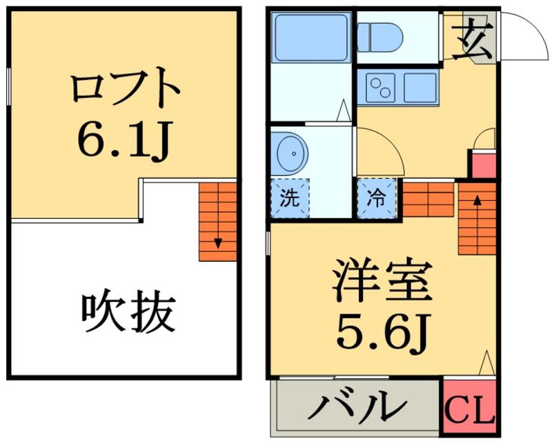 ホワイトシーズン(1K/2階)の間取り写真