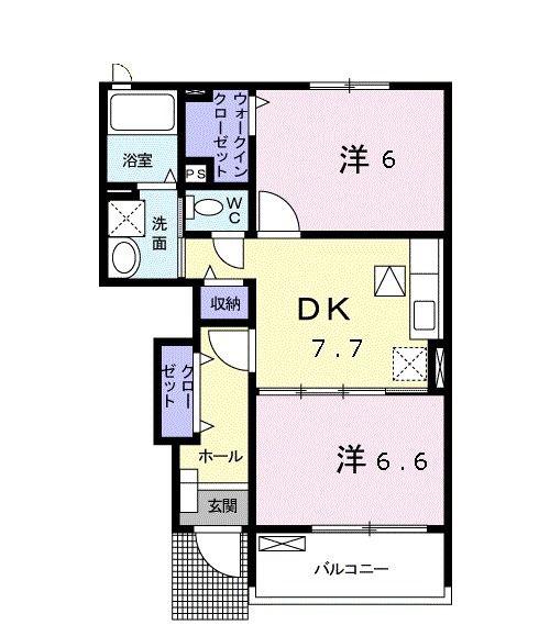 サンライズ大安(2DK/1階)の間取り写真