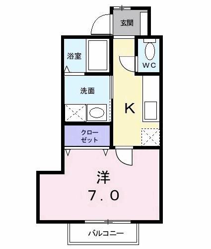 パルティールカミハラ(1K/1階)の間取り写真