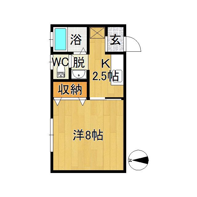 ミーツホイザァ城東B(1K/1階)の間取り写真
