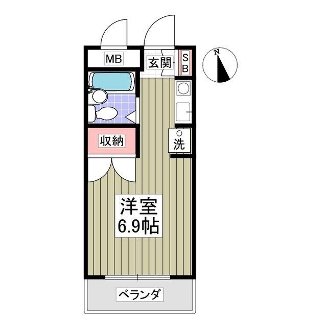 サンライズ船橋(ワンルーム/1階)の間取り写真