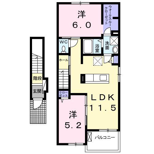 ローレンシアII(2LDK/2階)の間取り写真