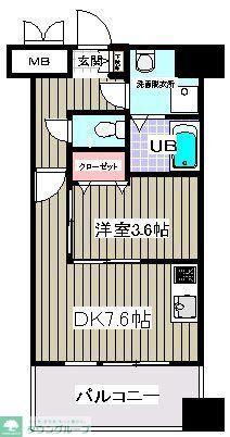 クレール柏(1DK/6階)の間取り写真
