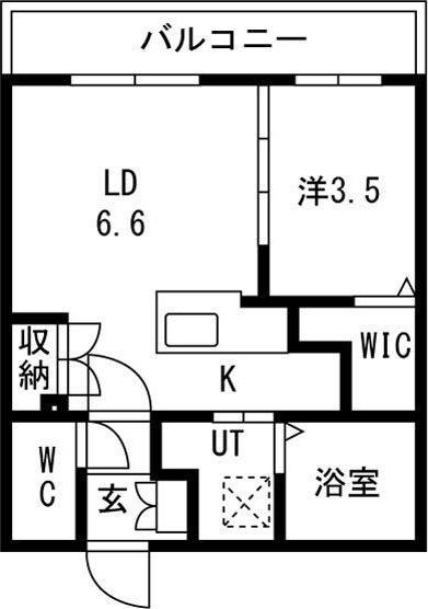 アルファスクエア北28西4(1LDK/2階)の間取り写真