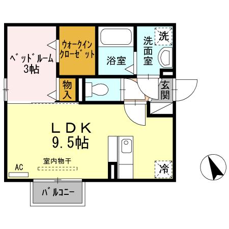 ブランズ魚津 A棟(1LDK/1階)の間取り写真