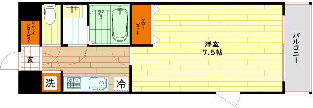 レジュールアッシュ都島ヴェルクレール(1K/4階)の間取り写真
