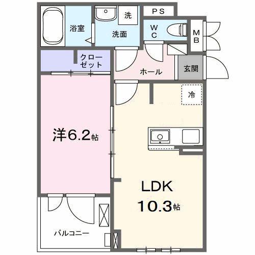ラフィナート ナガタ(1LDK/3階)の間取り写真